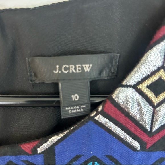 J. Crew Windowpane Sleeveless Jacquard Geometric Blue/Silver A-Line Dress Sz 10 - Picture 10 of 10